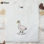 Slay Goose Embroidered Shirt: Animal & Funny D Gift for Men Women for Engaging Style