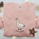 Slay Goose Embroidered Shirt: Animal & Funny D Gift for Men Women for Engaging Style