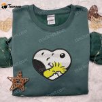 Snoopy & Woodstock Heart Shirt & Peanuts Cartoon Hoodie: Perfect Family Gifts