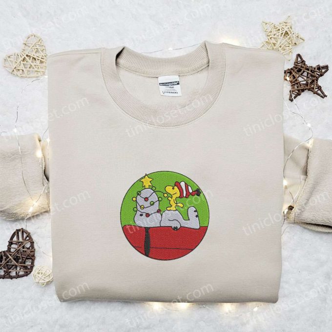 Snoopy &Amp; Woodstock Xmas Embroidered Shirt &Amp; Hoodie: Perfect Family Holiday Gifts