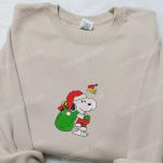 Snoopy & Woodstock Xmas Embroidered Shirt Peanuts Cartoon Hoodie & Sweatshirt: F Gift for Men Women Christmas Apparel