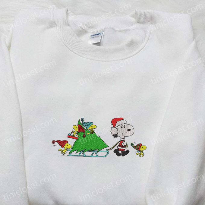 Snoopy &Amp; Woodstocks Christmas Embroidered Shirt Peanuts Cartoon Hoodie &Amp; Sweatshirt: F Gift For Men Women Apparel