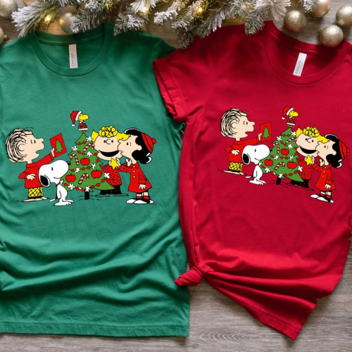 Get Festive with Snoopy Christmas Tree Shirt – Perfect Holiday Gift for Peanuts Fans!