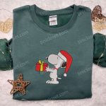 Snoopy Christmas Gift Embroidered Shirt & Peanuts Cartoon Hoodie: B Gift for Men Women Family Christmas Gifts