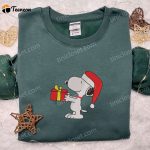 Snoopy Christmas Gift Embroidered Shirt & Peanuts Cartoon Hoodie: B Gift for Men Women Family Christmas Gifts