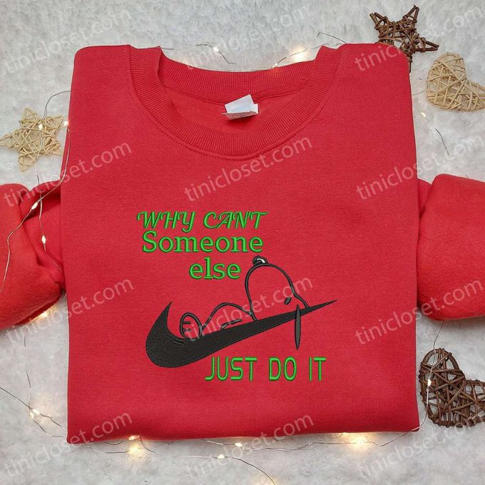 Snoopy Just Do It X Nike Embroidered Tshirt – Nike Inspired Shirt Perfect Family Gift