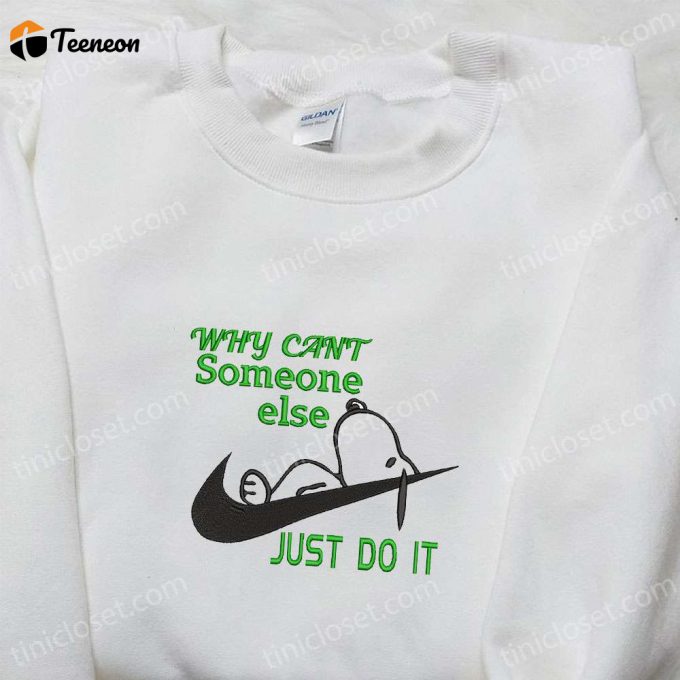 Snoopy Just Do It X Nike Embroidered Tshirt – Nike Inspired Shirt Perfect Family Gift