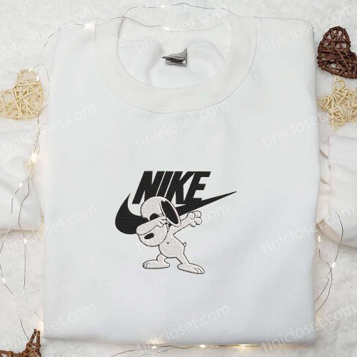 Snoopy Swag x Swoosh Cartoon Embroidered Sweatshirt & Disney Characters Shirt: B Gift for Men Women Family Gift Ideas