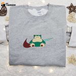 Snorlax Pokemon x Swoosh Anime Hoodie: Cool Embroidered Clothing Perfect Family Gift