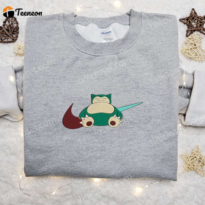 Snorlax Pokemon X Swoosh Anime Hoodie: Cool Embroidered Clothing Perfect Family Gift