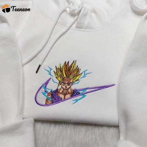 Super Saiyan Son Gohan Sweatshirt: Custom Nike Swoosh Embroidered Dragon Ball Hoodie