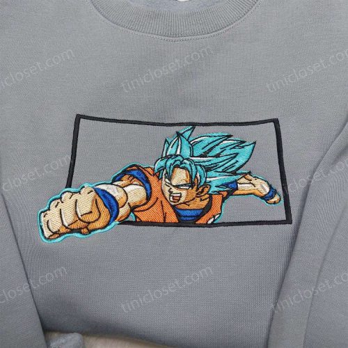 Dragon Ball Z Embroidered Shirt Sweatshirt & Hoodie: Goku Vegeta Super Saiyan Blue Anime-Inspired D Gift for Men Women