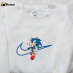 Sonic x Swoosh Cartoon Hoodie: Nike Inspired Embroidered Shirt B Gift for Men Women Family Gift Ideas