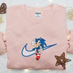 Sonic x Swoosh Cartoon Hoodie: Nike Inspired Embroidered Shirt B Gift for Men Women Family Gift Ideas