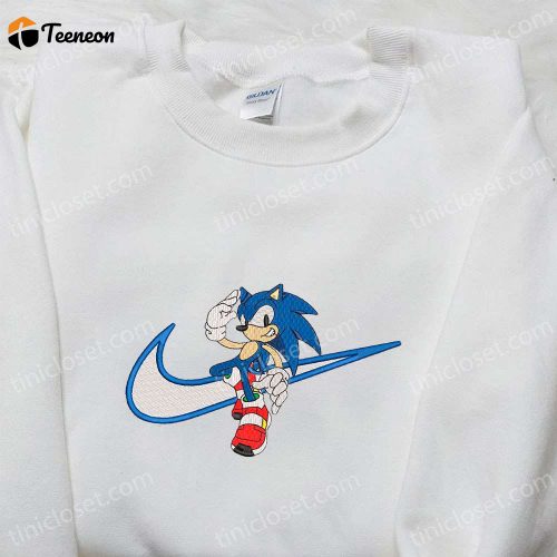 Sonic x Swoosh Cartoon Hoodie: Nike Inspired Embroidered Shirt B Gift for Men Women Family Gift Ideas