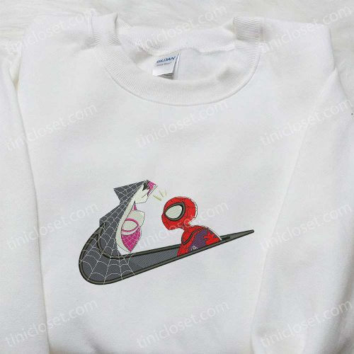 Spider-Man & Gwen x Swoosh Movie Hoodie: Marvel Cinematic Universe Embroidered Gift for Family