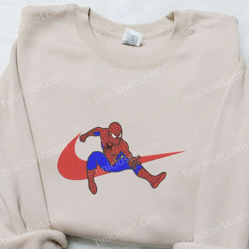 Spider-Man x Swoosh Movie Embroidered Sweatshirt Marvel Cinematic Universe Shirt – Customizable D Gift for Men Women