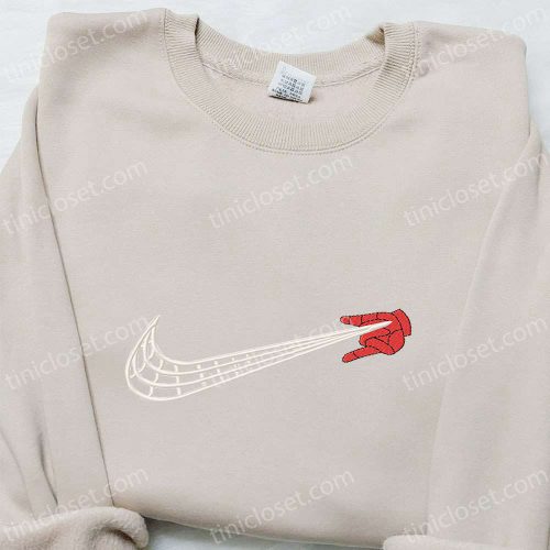 Spider-Man x Swoosh Embroidered Sweatshirt: Marvel Comics Hoodie B Gift for Men Women Birthday Gift Ideas