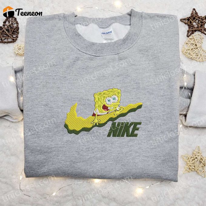 Spongebob X Swoosh Cartoon Embroidered Sweatshirt Disney Characters Shirt – B Gift For Men Women Family Gift Ideas