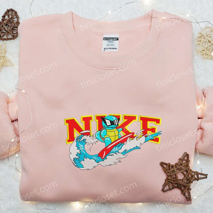 Squirtle Surfing X Nike Embroidered Sweatshirt Pokemon Anime Shirt – The Perfect Gift!