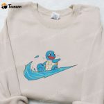 Squirtle x Swoosh Anime Hoodie: Cool Embroidered Clothing Perfect Family Gift