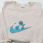 Squirtle x Swoosh Anime Hoodie: Cool Embroidered Clothing Perfect Family Gift