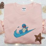 Squirtle x Swoosh Anime Hoodie: Cool Embroidered Clothing Perfect Family Gift