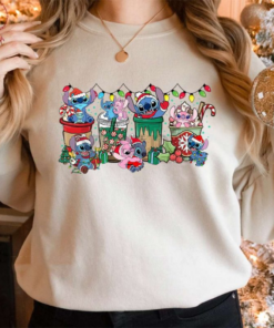 Stitch and Angel Coffee Cup Christmas Shirt – Festive Disney Apparel for Coffee Lovers