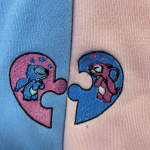 Adorable Stitch and Angel Matching Embroidered Shirt – Perfect for Disney Lovers!