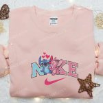 Stitch Angel Couple Love x Nike Embroidered Sweatshirt Lilo and Stitch Disney Shirt B Gift for Men Women Valentine Gift