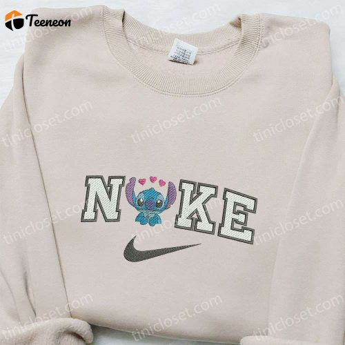 Stitch Hearts x Nike Embroidered Sweatshirt: Disney Characters Hoodie Perfect Valentine s Gift Ideas