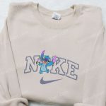 Nike Inspired Embroidered Hoodie: Stitch Ice Cream x Nike Cartoon Sweatshirt – Perfect Family Gift Ideas