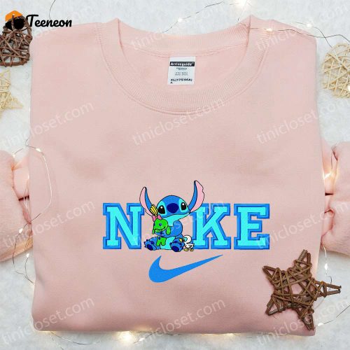 Stitch x Nike Cartoon Sweatshirt: B Gift for Men Women Nike Inspired Embroidered Hoodie Perfect Birthday Gift Idea