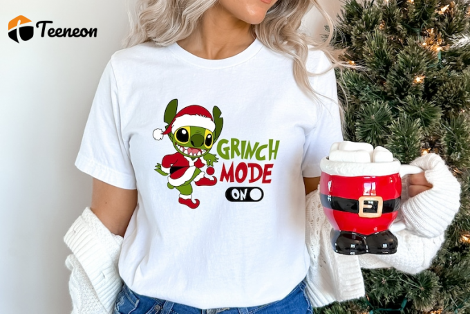 Get Festive With Stitch X Grinch Christmas Shirt – Perfect Holiday Attire For Disney Fans