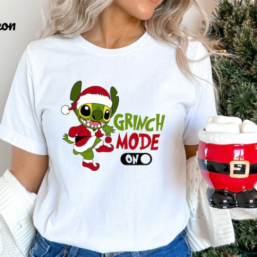 Get Festive with Stitch x Grinch Christmas Shirt – Perfect Holiday Apparel for Disney and Dr Seuss Fans!