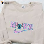 Stitch x Nike Cartoon Embroidered Sweatshirt: Disney Characters Hoodie Perfect Family Gift