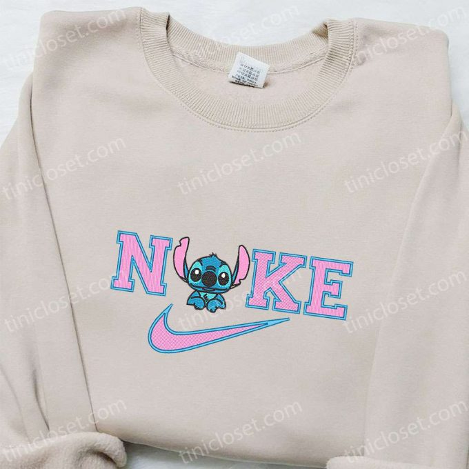 Stitch X Nike Cartoon Embroidered Sweatshirt: Disney Characters Hoodie Perfect Family Gift