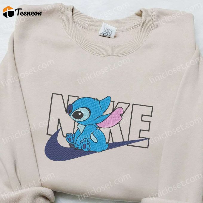 Disney Cartoon Embroidered Sweatshirt &Amp;Amp; T-Shirt: Stitch X Nike B Gift For Men Women Gift Ideas For Family