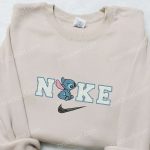 Stitch x Nike Cartoon Sweatshirt: B Gift for Men Women Nike Inspired Embroidered Hoodie Perfect Birthday Gift Idea