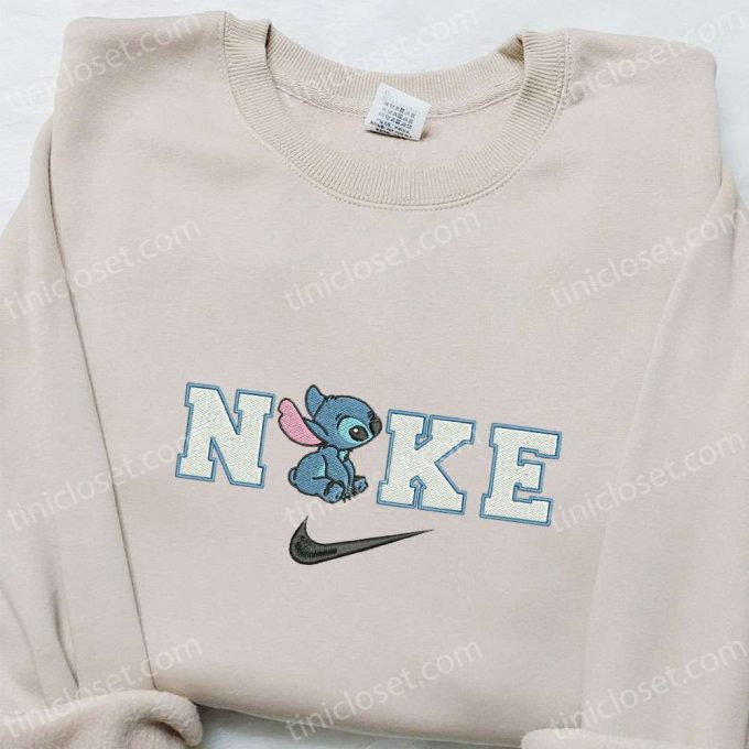 Stitch X Nike Cartoon Sweatshirt: B Gift For Men Women Nike Inspired Embroidered Hoodie Perfect Birthday Gift Idea