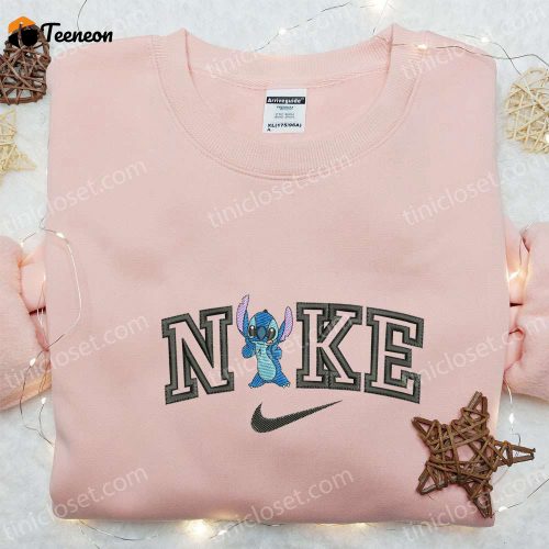 Stitch x Nike Cartoon Embroidered Sweatshirt: B Gift for Men Women Nike Inspired Hoodie Perfect Family Gift