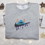 Stitch x Swoosh Cartoon Embroidered Sweatshirt: Nike Inspired Hoodie Perfect Family Gift