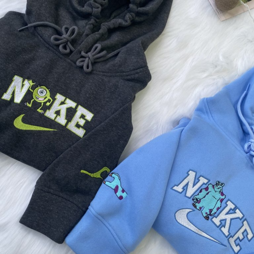 Sully and Mike Matching Couple Embroidered Sweatshirt: Cozy and Stylish Partners for Disney Fans