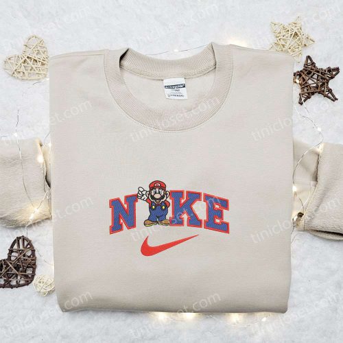 Super Mario x Nike Embroidered Sweatshirt: B Gift for Men Women Nike Inspired Shirt for Family Perfect Gift Idea