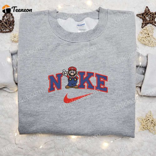 Super Mario x Nike Embroidered Sweatshirt: B Gift for Men Women Nike Inspired Shirt for Family Perfect Gift Idea