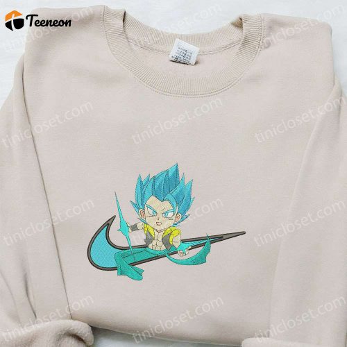 Swoosh Anime x Chibi Gogeta Hoodie: Cool Anime Clothing & B Gift for Men Women Family Gift – Embroidered Engaging D Gift for Men Women