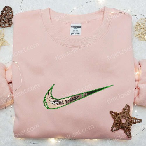 Swoosh Anime x Roronoa Zoro Hoodie: Cool Embroidered Anime Clothing Perfect Family Gift!