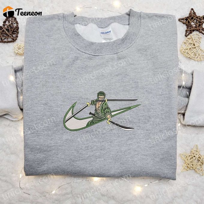 Swoosh Anime X Roronoa Zoro Hoodie &Amp;Amp; One Piece Shirt: B Gift For Men Women Family Gift Ideas With Embroidered D Gift For Men Women