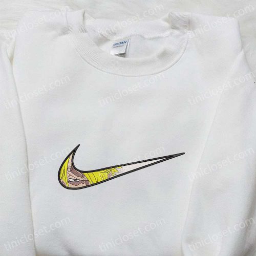 Swoosh Anime x Vinsmoke Sanji Embroidered Hoodie: Cool Anime Clothing B Gift for Men Women Family Gift