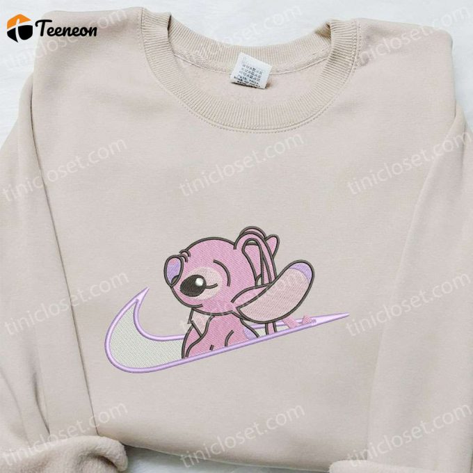 Swoosh X Angel Cartoon Embroidered Shirt: Disney Characters T-Shirt Perfect Family Gift Idea